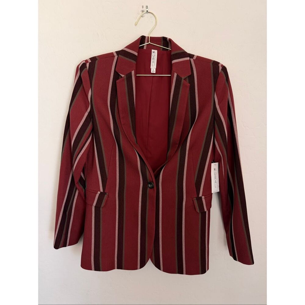 MURAL Striped Work Career Blazer Size Medium NWOT